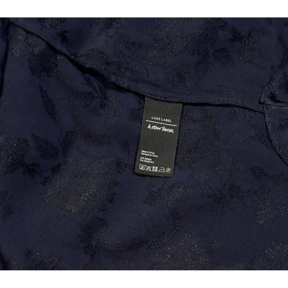 & Other Stories Navy Floral Jacquard Button Down Top Size 2 NWOT - Picture 7 of 12